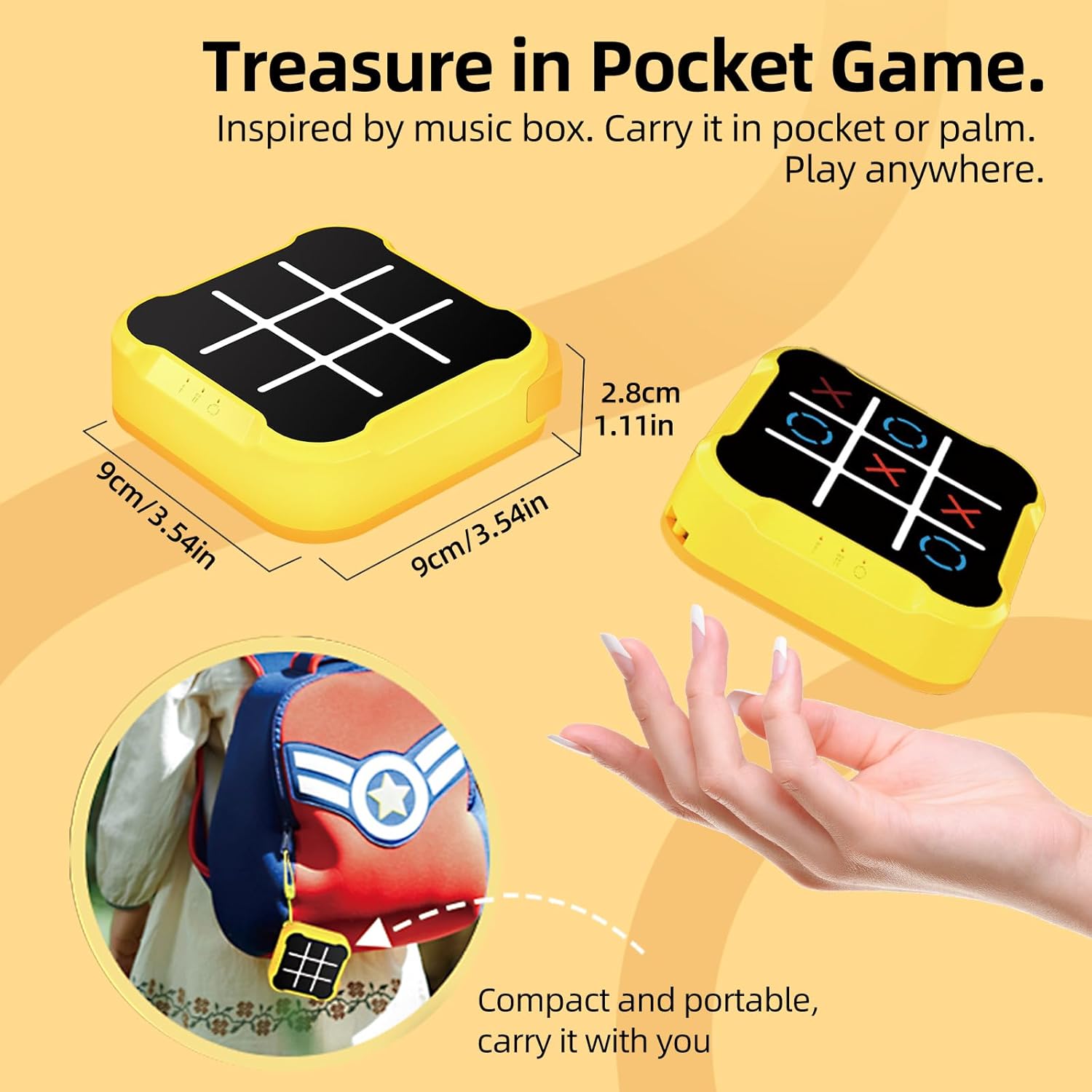Tic Tac Toe Games for Kids: 3-In-1 Sensory Handheld Puzzle Console for 6 7 8 9 10 11 12 Years Old - Portable Travel Game Gift - Electronic Toy for Boys and Girls Ages 6-12