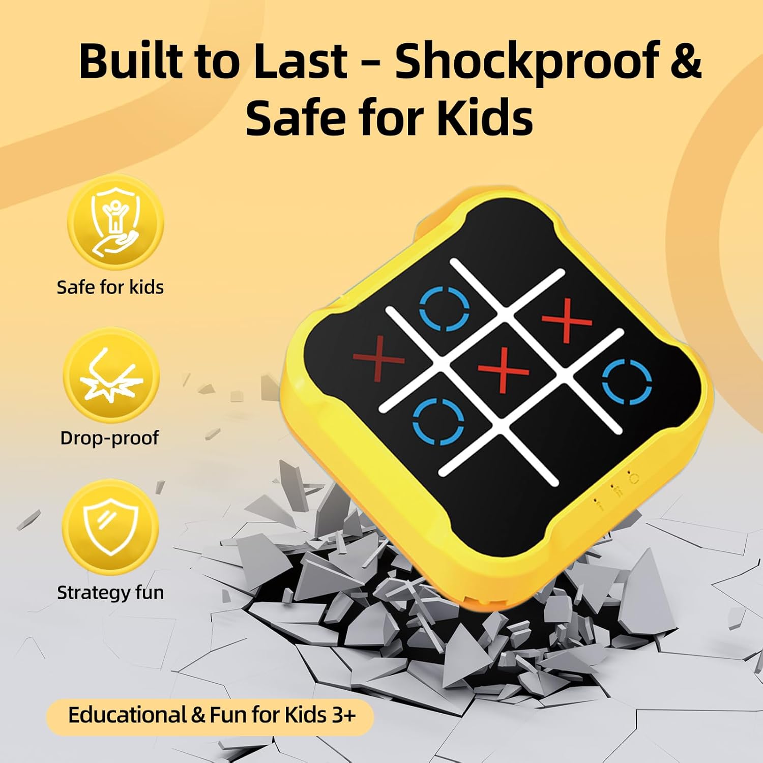 Tic Tac Toe Games for Kids: 3-In-1 Sensory Handheld Puzzle Console for 6 7 8 9 10 11 12 Years Old - Portable Travel Game Gift - Electronic Toy for Boys and Girls Ages 6-12