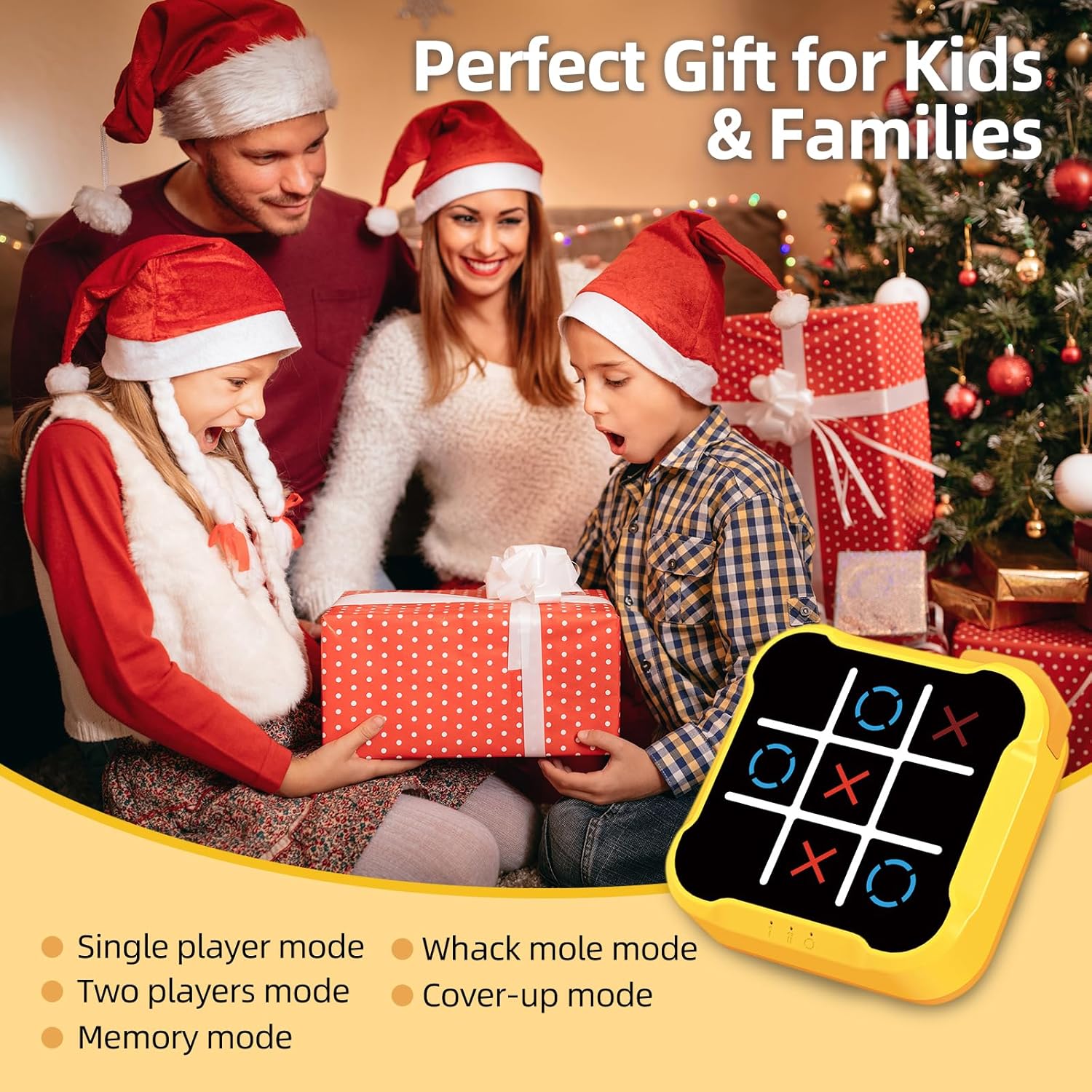 Tic Tac Toe Games for Kids: 3-In-1 Sensory Handheld Puzzle Console for 6 7 8 9 10 11 12 Years Old - Portable Travel Game Gift - Electronic Toy for Boys and Girls Ages 6-12